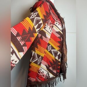 Billabong Southwestern Fringe Cardigan Hoodie Boho Festival Sweater S